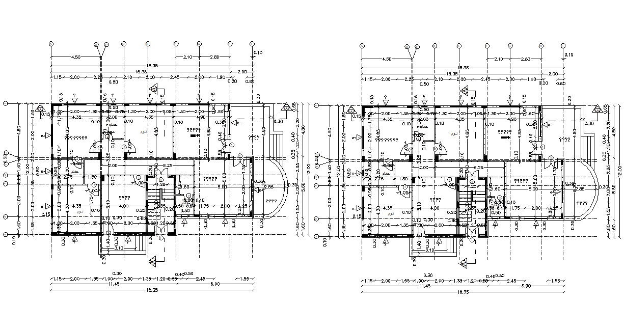 2D CAD File Of Big Architectural Bungalow Working Drawing Design