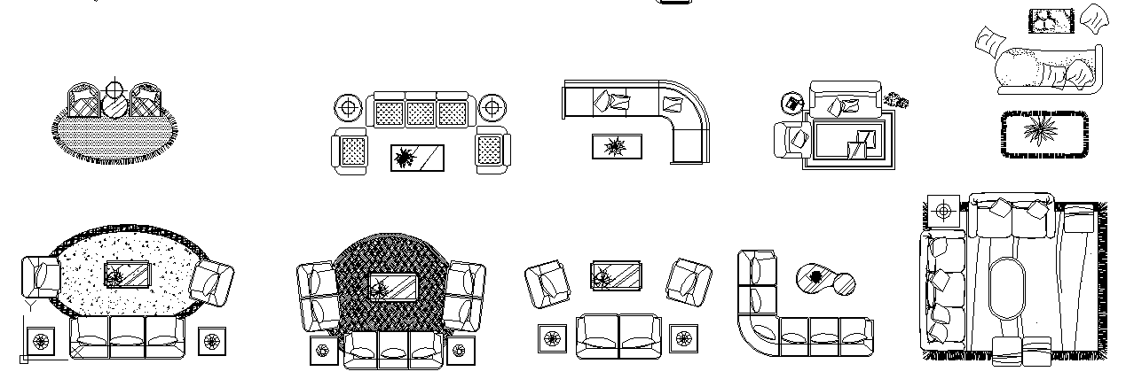 2D CAD Furniture Layout DWG CAD File for Interior Design Project