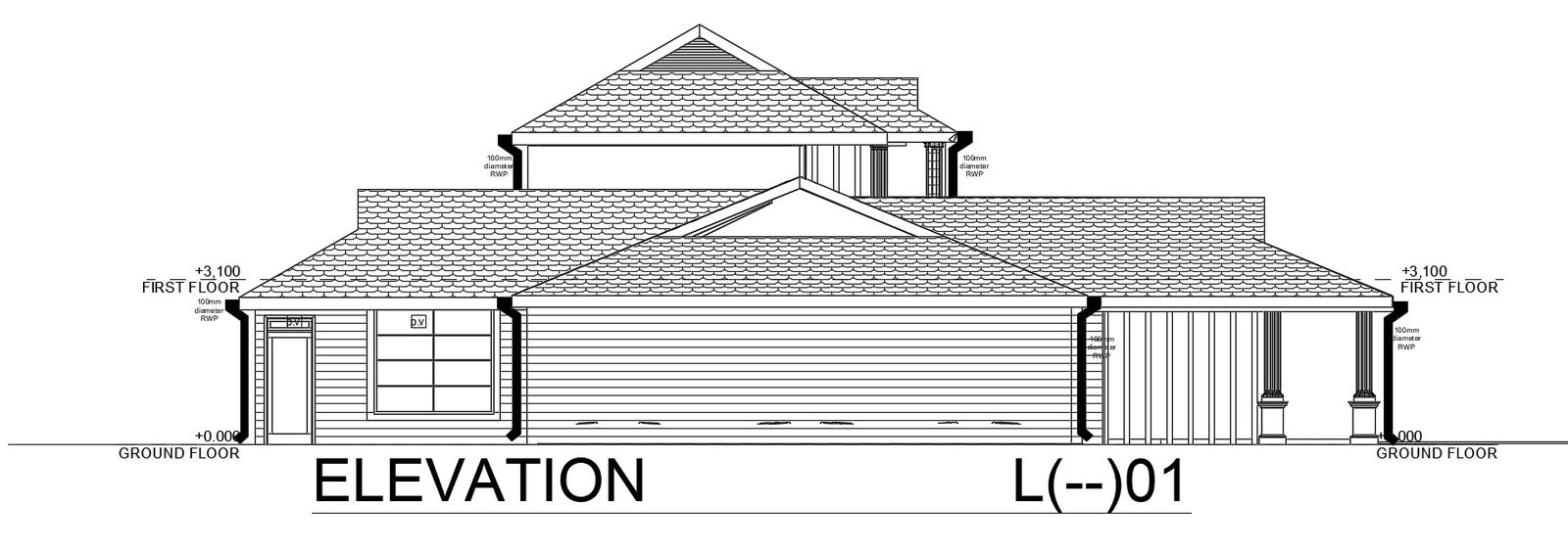 2D CAD House Building Elevation design Download DWG File