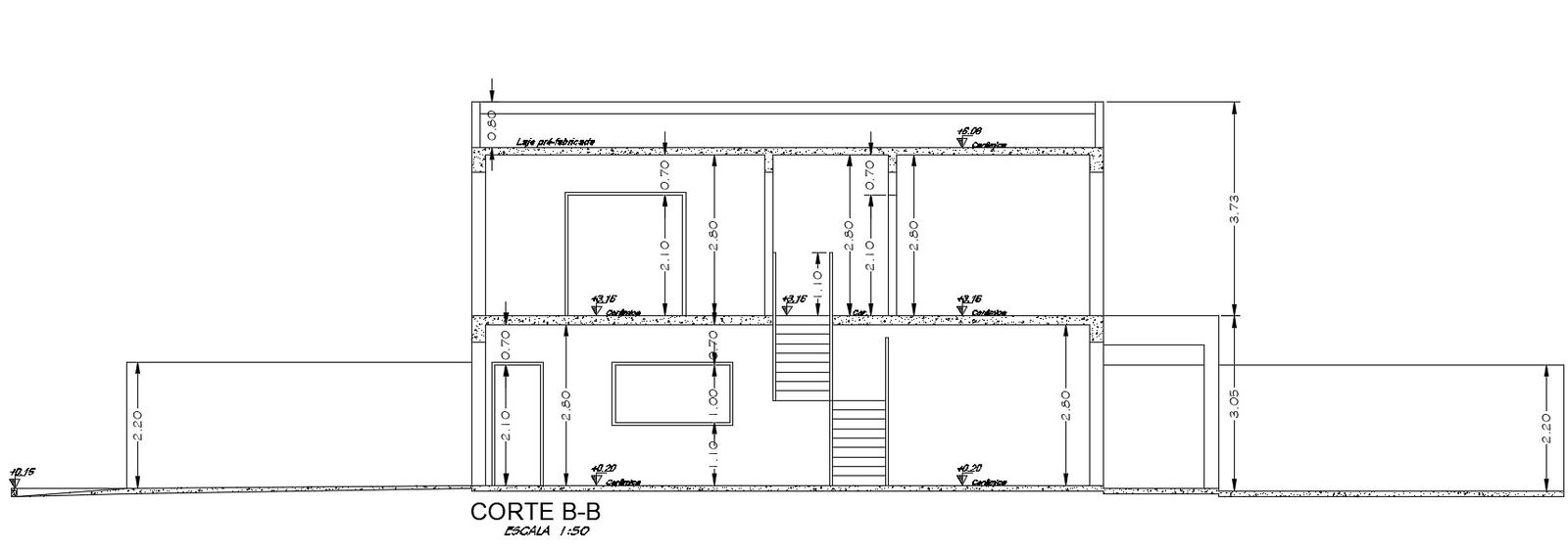 2D CAD House Building Section CAD Drawing Download DWG File