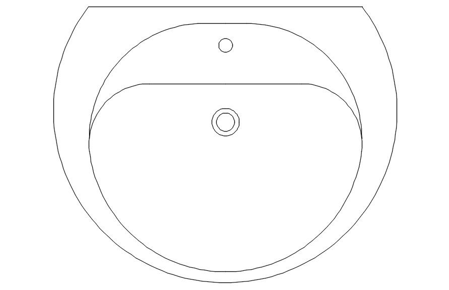 2D CAD block of washbasin in AutoCAD drawing, CAD file, dwg file