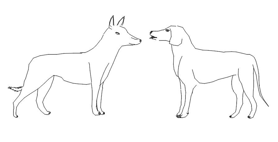 2D CAD blocks of dogs in AutoCAD, CAD file, dwg file