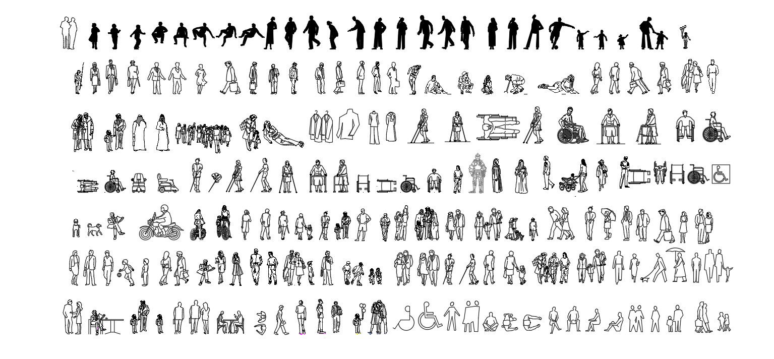 2D CAD blocks of human in AutoCAD design, dwg file, CAD file