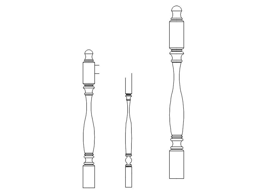 2D CAD blocks of stair balustrade in AutoCAD drawing, CAD file, dwg file