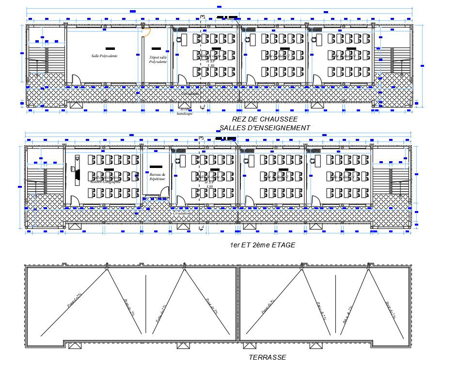 2D CAd Drawing shows G+1 Teaching rooms details is given.Free Download the AutoCAD 2D DWG file