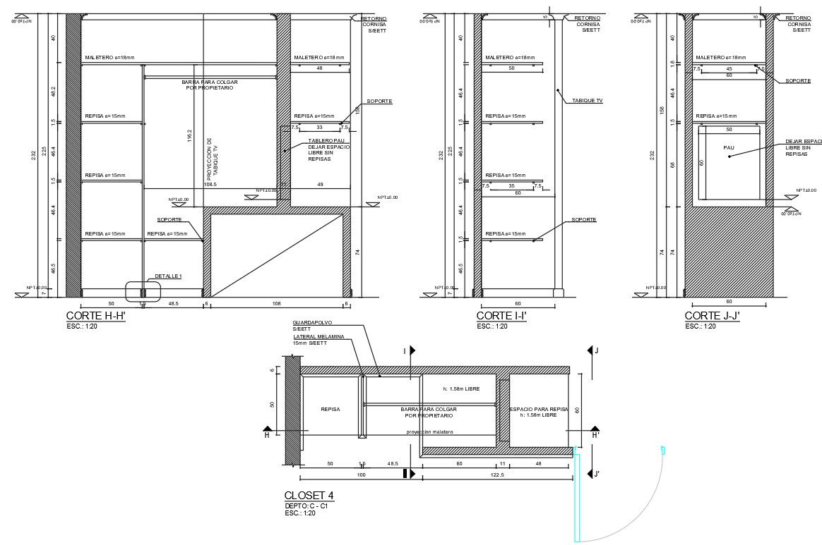 2D Closet Cabinet Design AutoCAD File