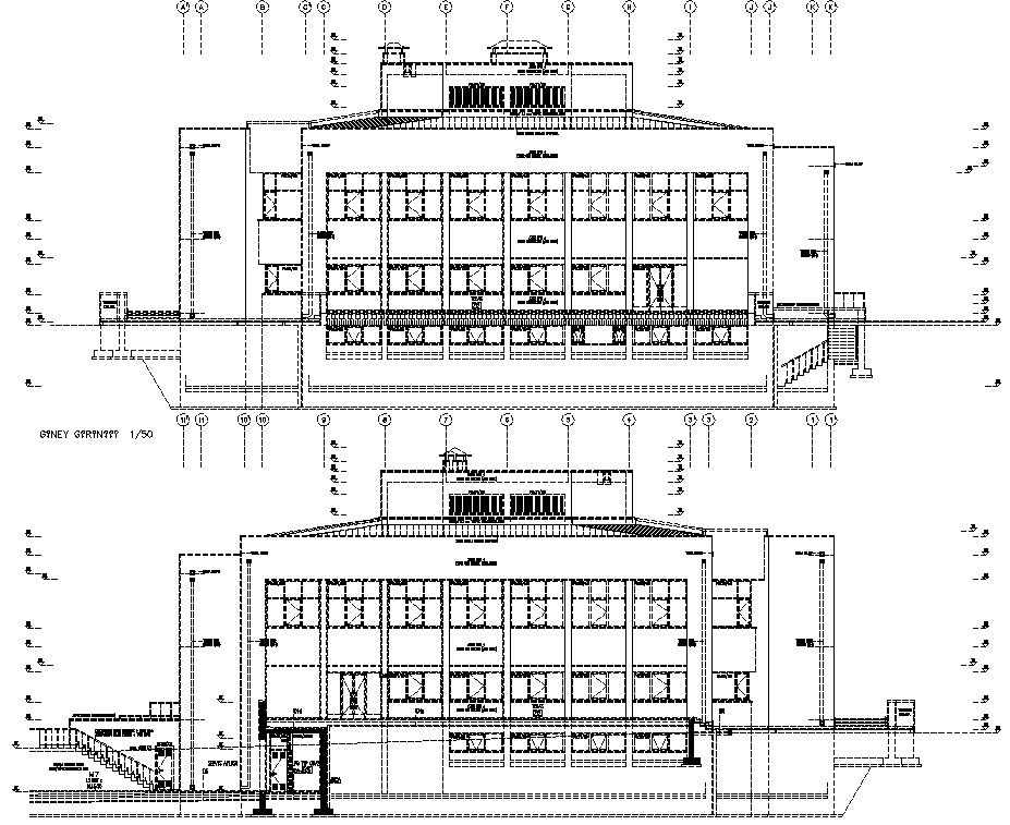 2D DWG AutoCAD drawing file of the G+1 Industrial building section design is given in this drawing file.