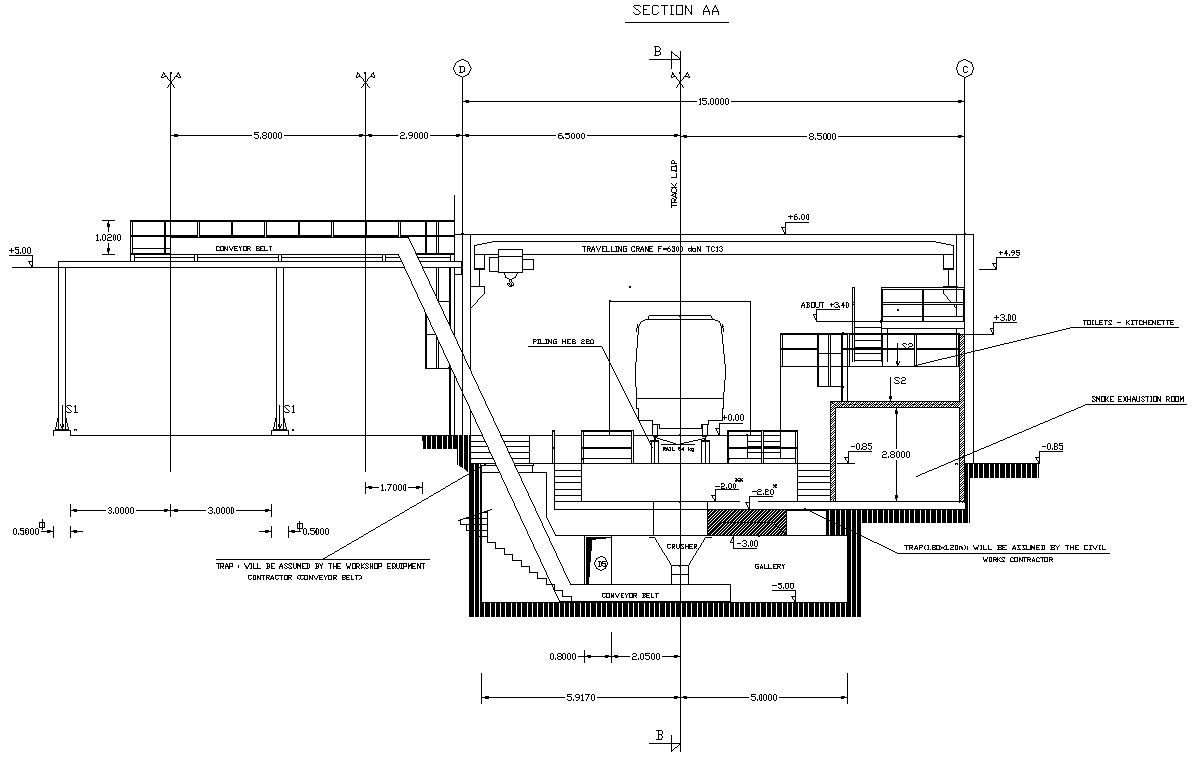 2D DWG AutoCAD drawing file of the conveyor belt cross section details, Download the AutoCAD DWG file.