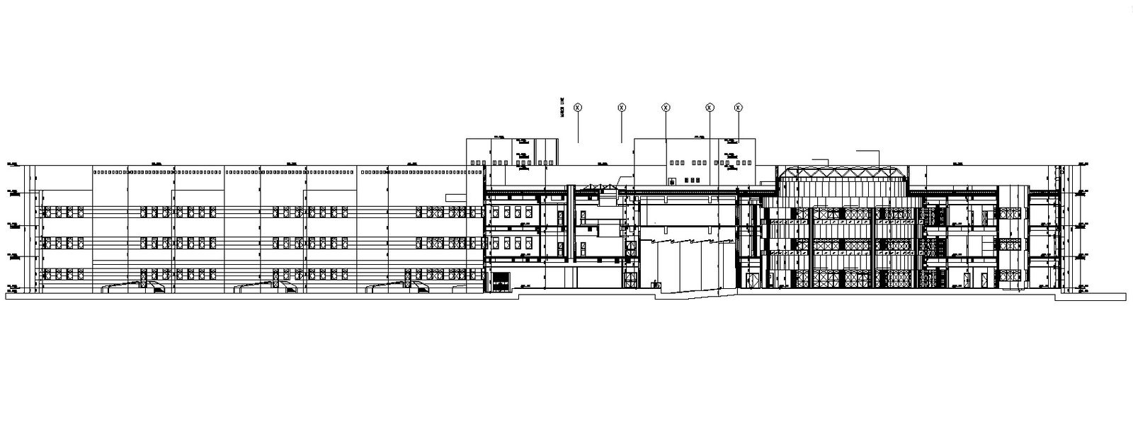 2D DWG Drawing AutoCAD file of the office building rear side typical section details.