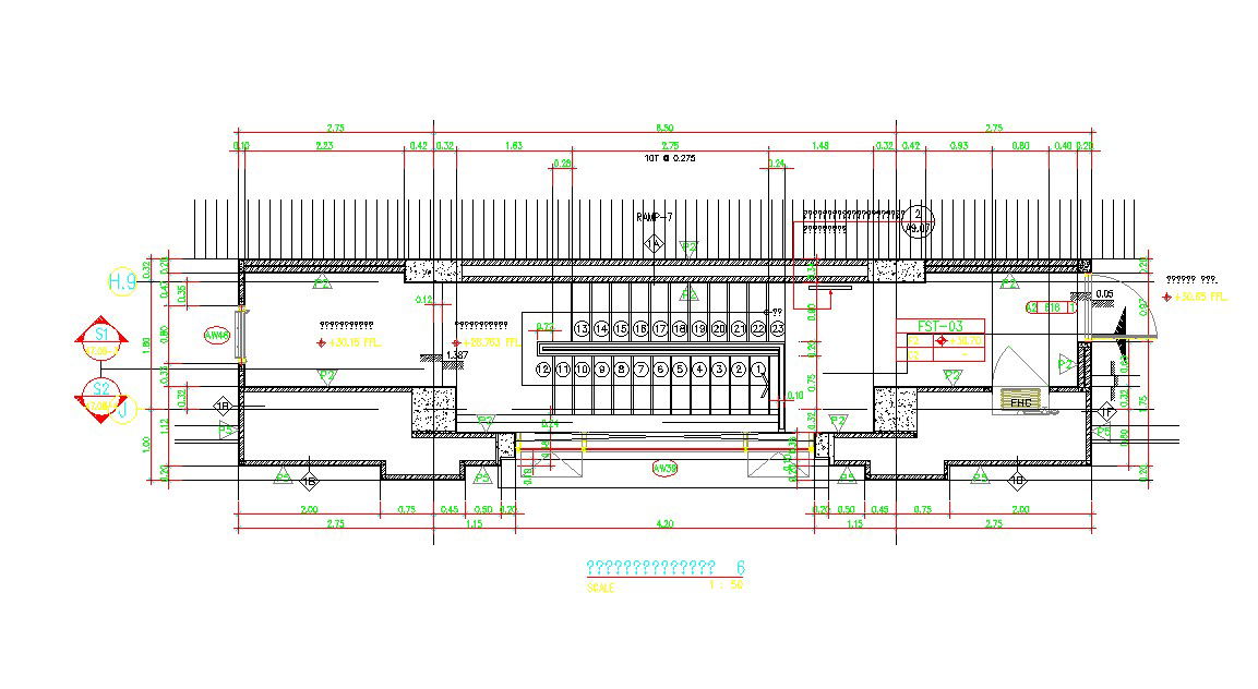 2D DWG Drawing details of the staircase section details are given in this drawing file. Download the AutoCAD file now.