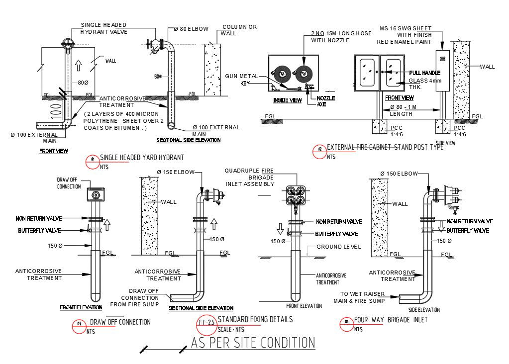 2D DWG of single headed hydrant file given in this drawing file. Download Autocad DWG Drawing File.