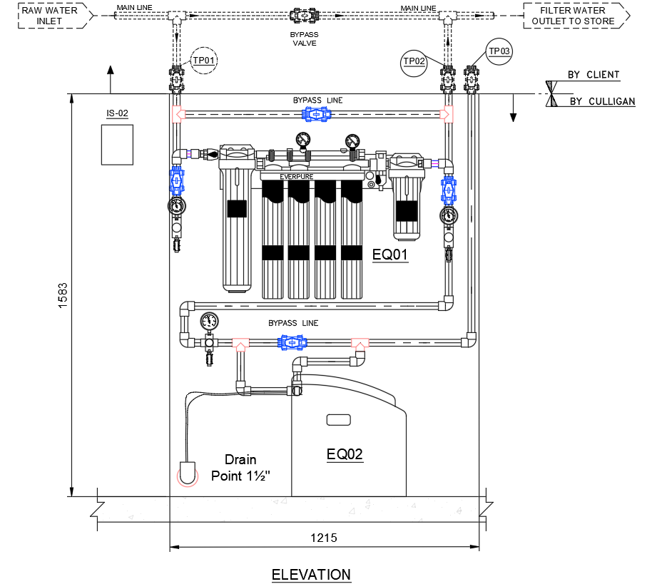 2D Drawing of Mineral water Filtration plan AutoCAD DWG File