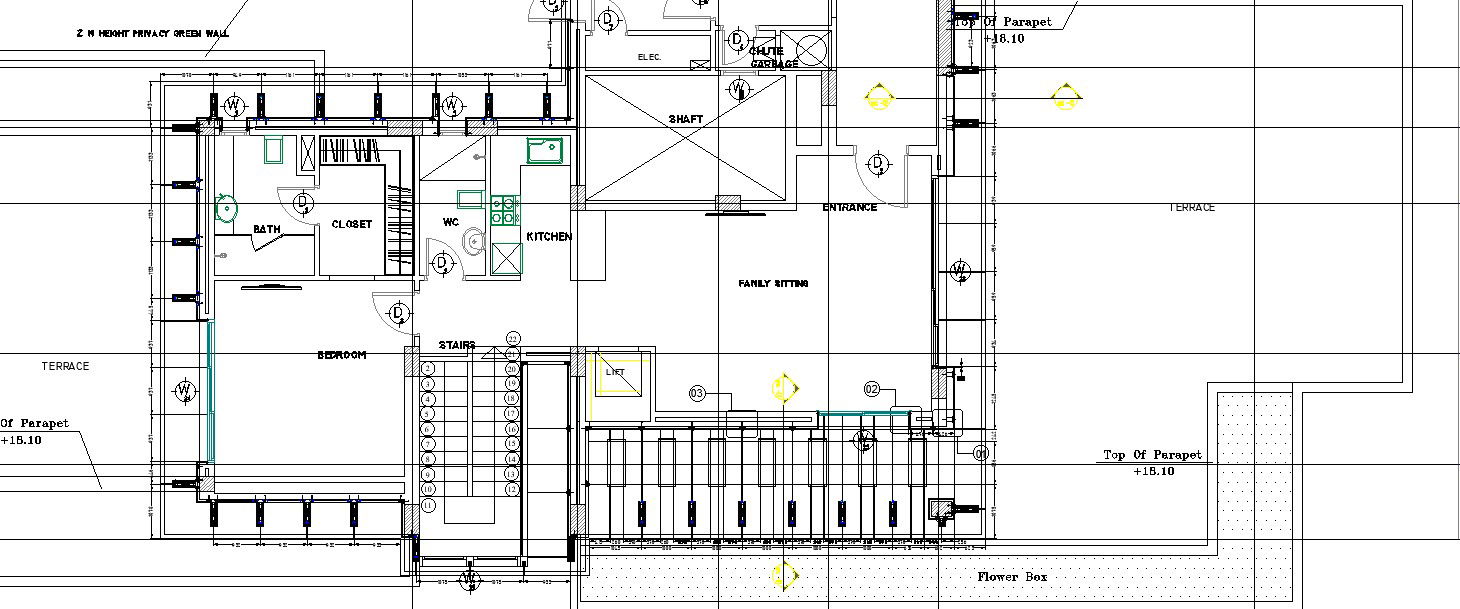 Residential House 2D Layout Floor Plan in DWG Format