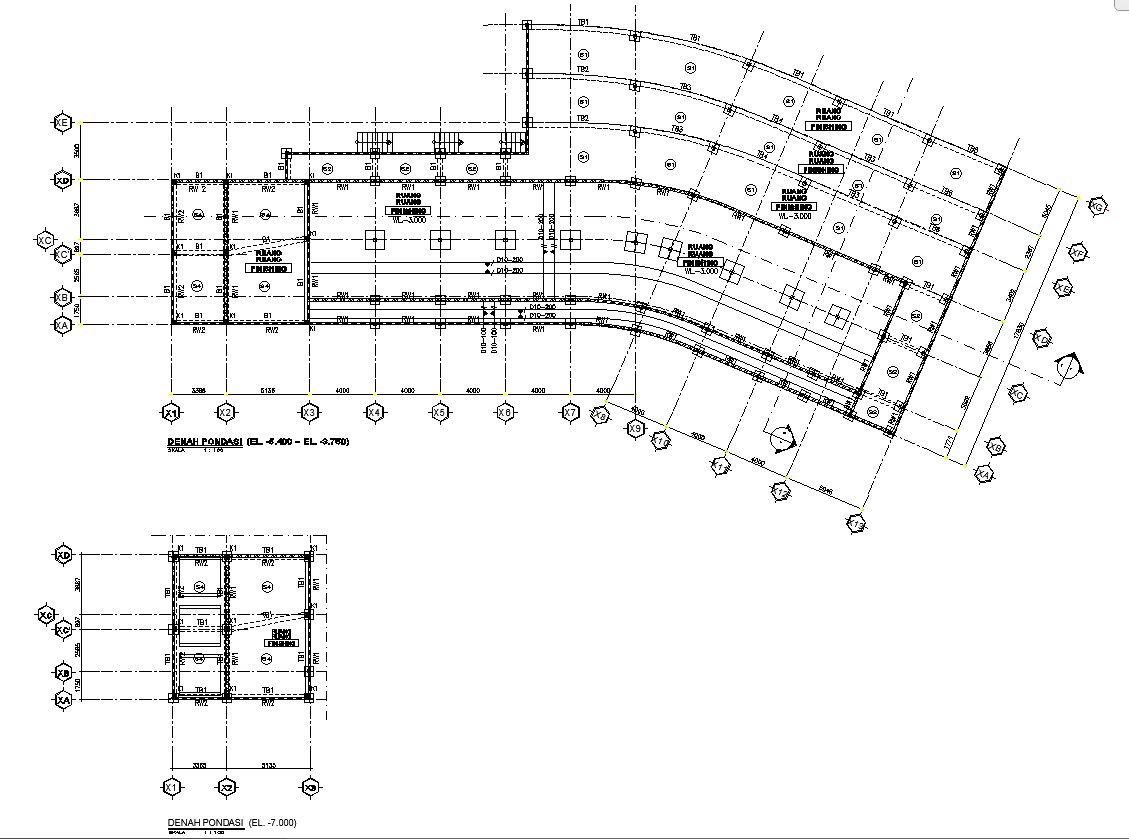 2D Foundation Plan For Swimming Pool CAD Drawing In AutoCAD DWG File