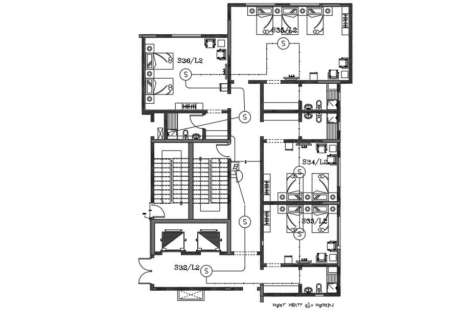 2D Hotel Bedroom Floor Plan Drawing Download DWG File
