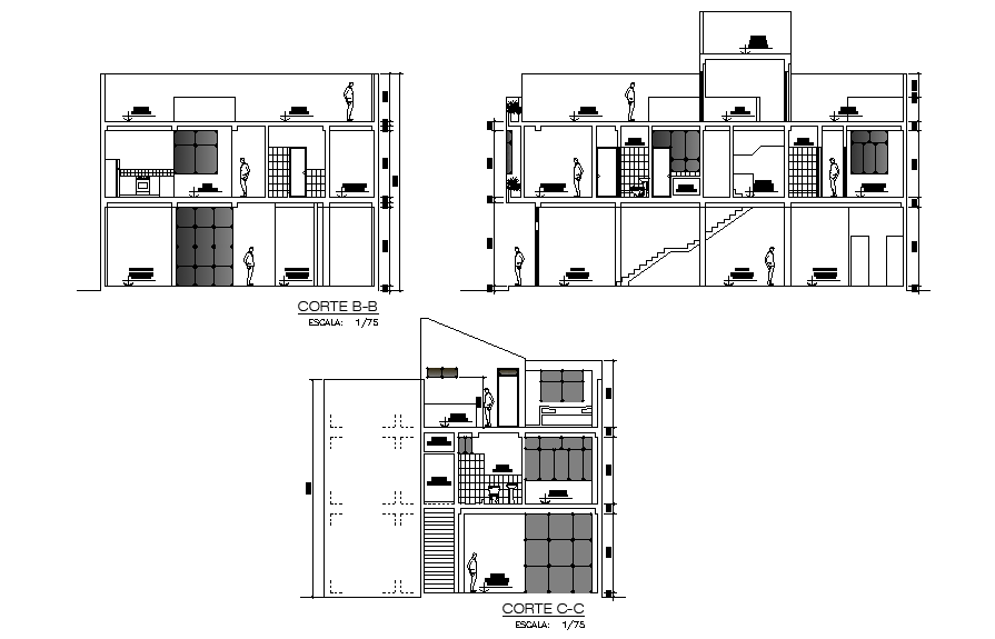 2D House Building Section Drawing Download DWG File