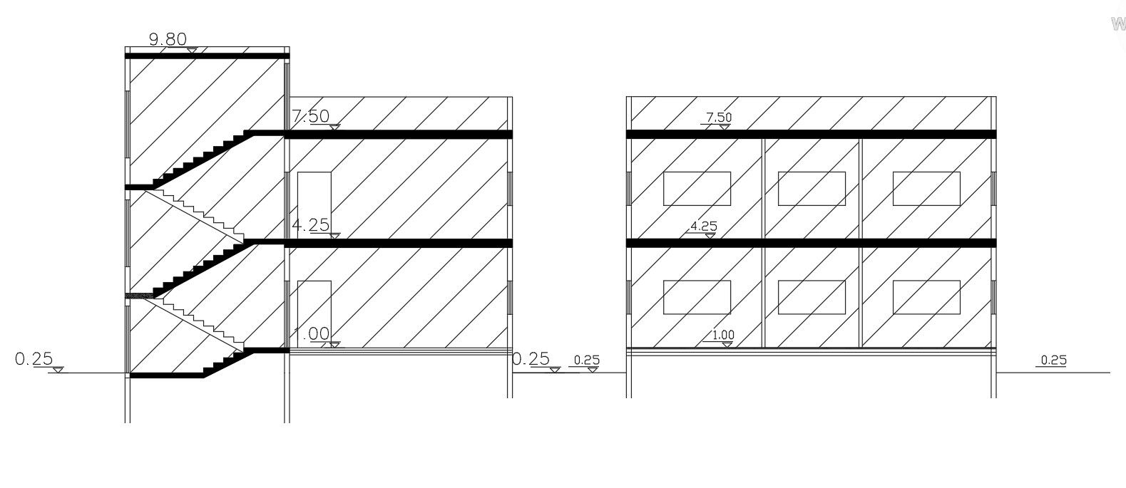 2D House Building Section Drawing Free DWG File