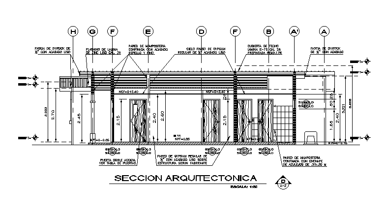 2D House Section AutoCAD Drawing Download DWG File