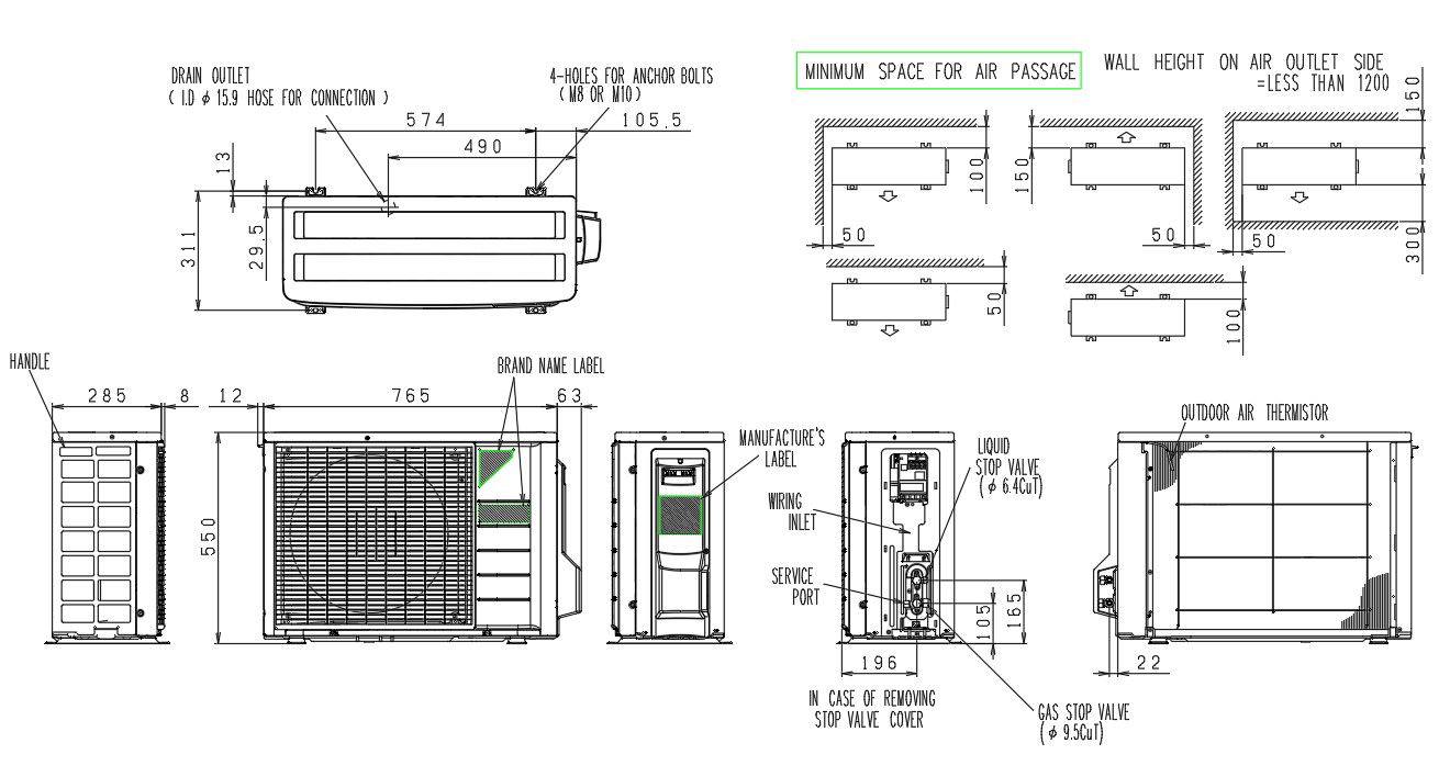 2D Model of Room Air Conditioner inverter type is given in this file. Download the Autocad 2D Drawing file.