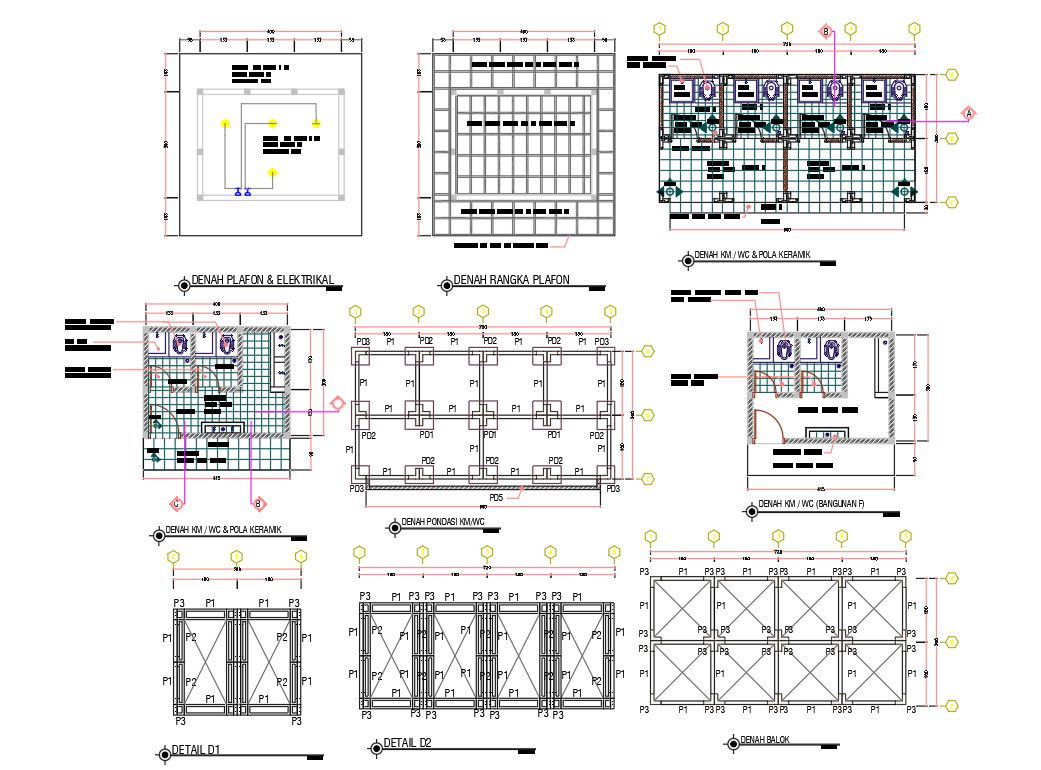 2D Public Toilet Plan AutoCAD File