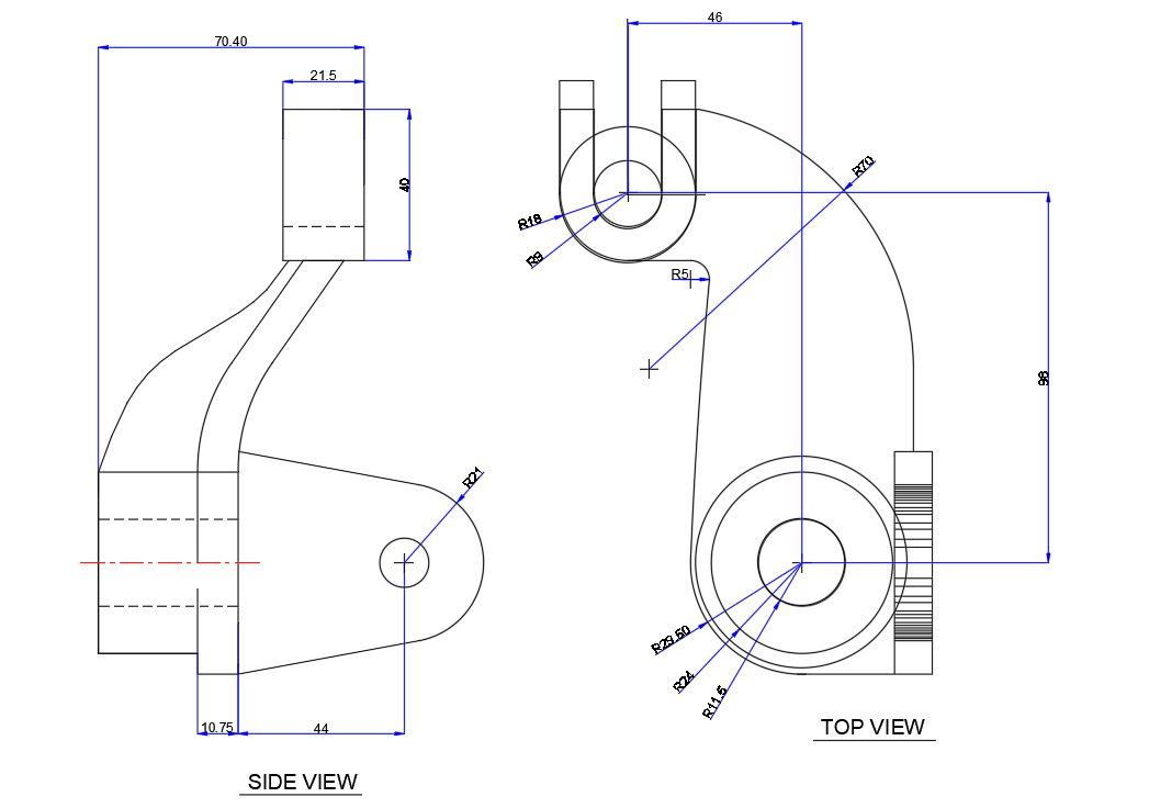 2D Section detailed drawing of the Traverse Screw bracket 98X46X70.40 is given in this CAD DWG file.Download the AutoCAD 2D DWG file.