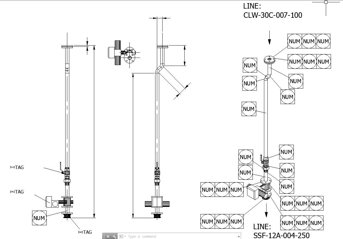 2D View AutoCAD File for Pump Dilution Detailed Drawing