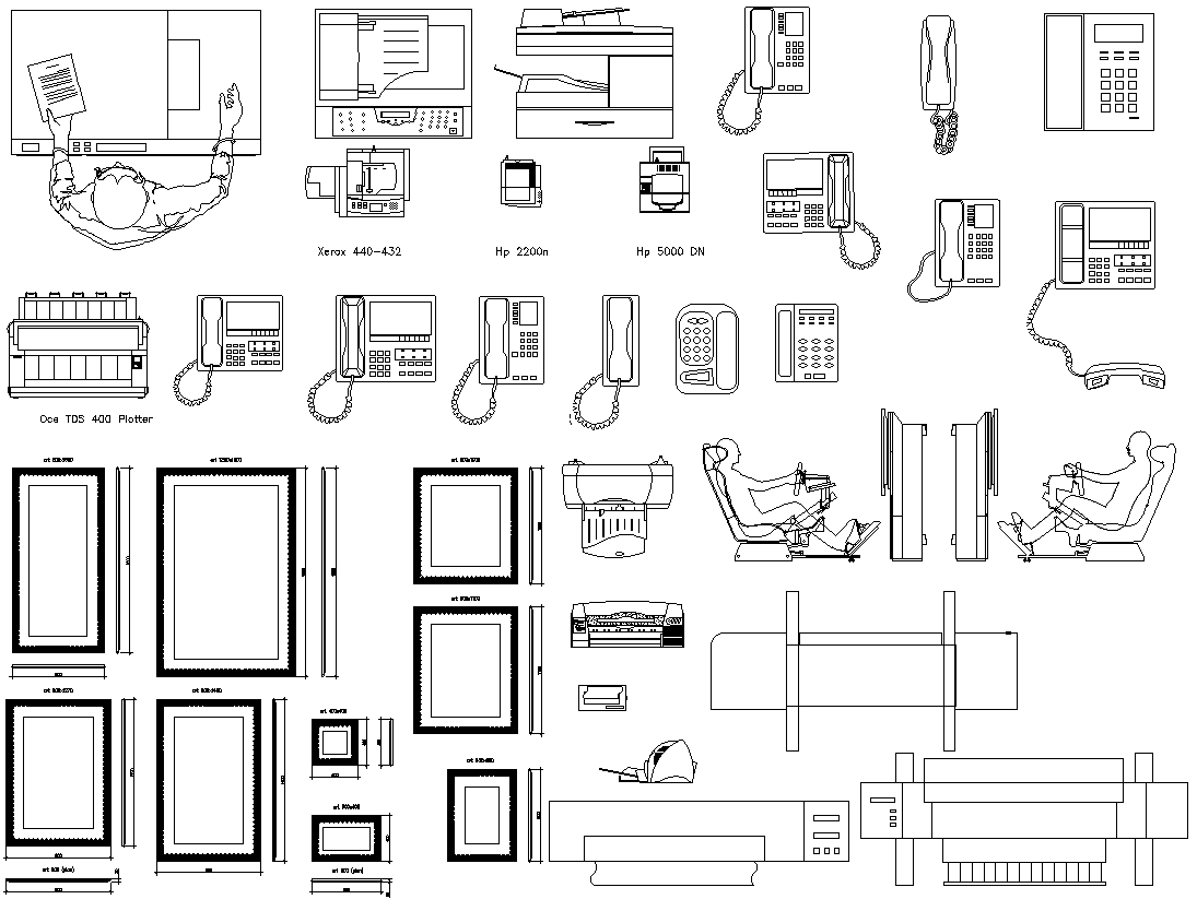 2D and CAD Blocks of Landline Phone  and Wall Frames Design DWG AutoCAD file