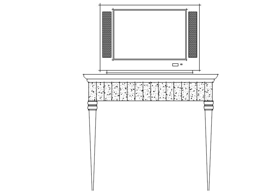 2D TV Stand CAD Block in AutoCAD for Furniture Layout