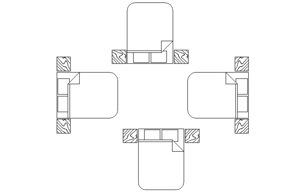 2D block of bed with side table in AutoCAD drawing, dwg file, CAD file