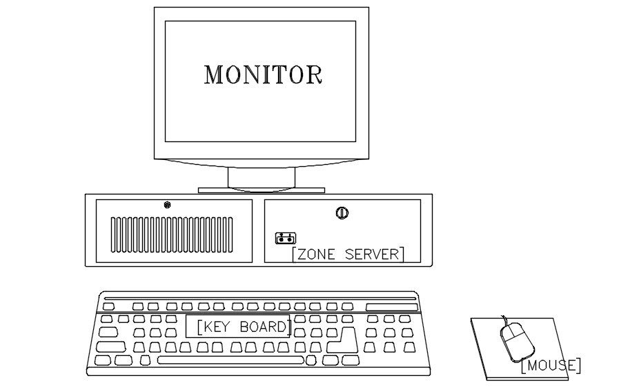 2D block of computer design in AutoCAD 2D, dwg file, CAD file
