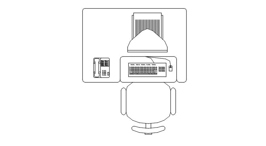 2D block of computer table, AutoCAD drawing, dwg file, CAD file