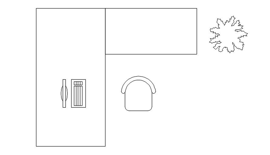 2D block of computer table in AutoCAD design, CAD file, dwg file