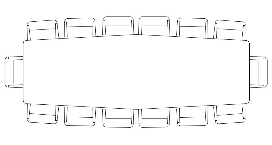 2D block of conference table in AutoCAD drawing, dwg file, CAD file