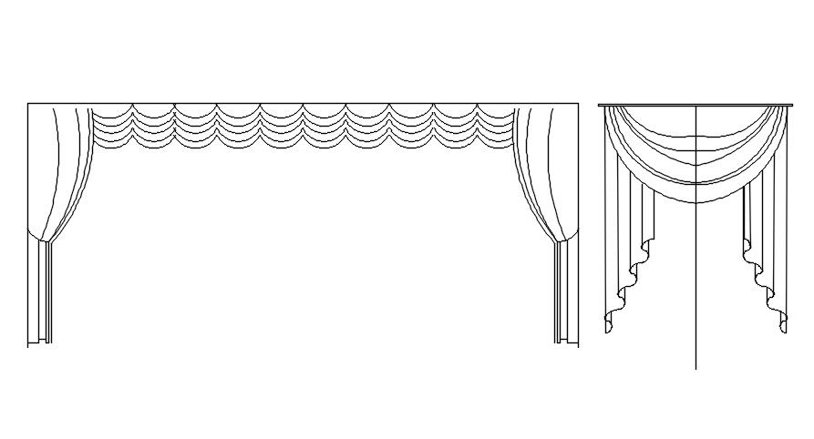 2D block of curtains in AutoCAD design, dwg file, CAD file