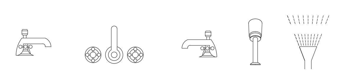 2D block of faucets in AutoCAD drawing, dwg file, CAD file