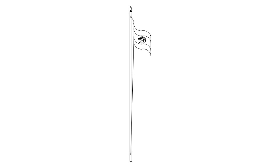 2D block of flag in AutoCAD, dwg file, CAD file