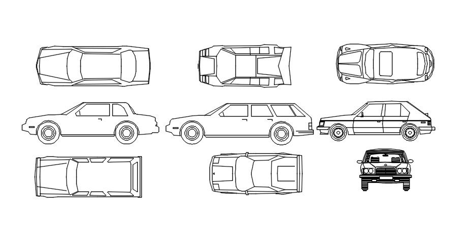 2D block of four wheeler in AutoCAD, dwg file, CAD file