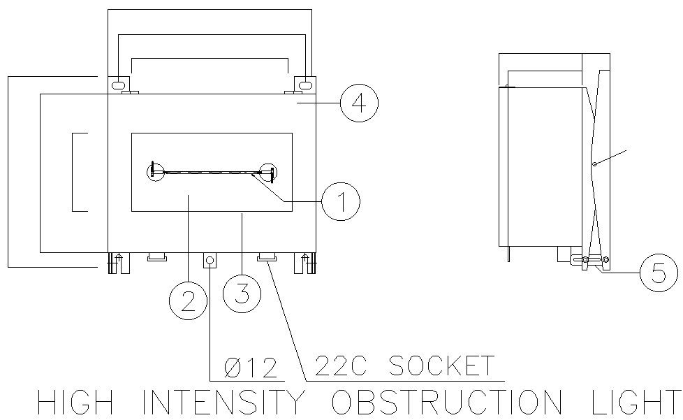 2D block of high intensity obstruction light in AutoCAD drawing, dwg file, CAD file