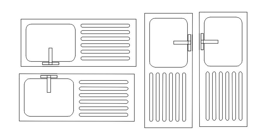 2D block of kitchen sink in AutoCAD drawing, dwg file, CAD file