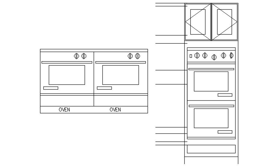 2D block of microwave oven in AutoCAD drawing, CAD file, dwg file