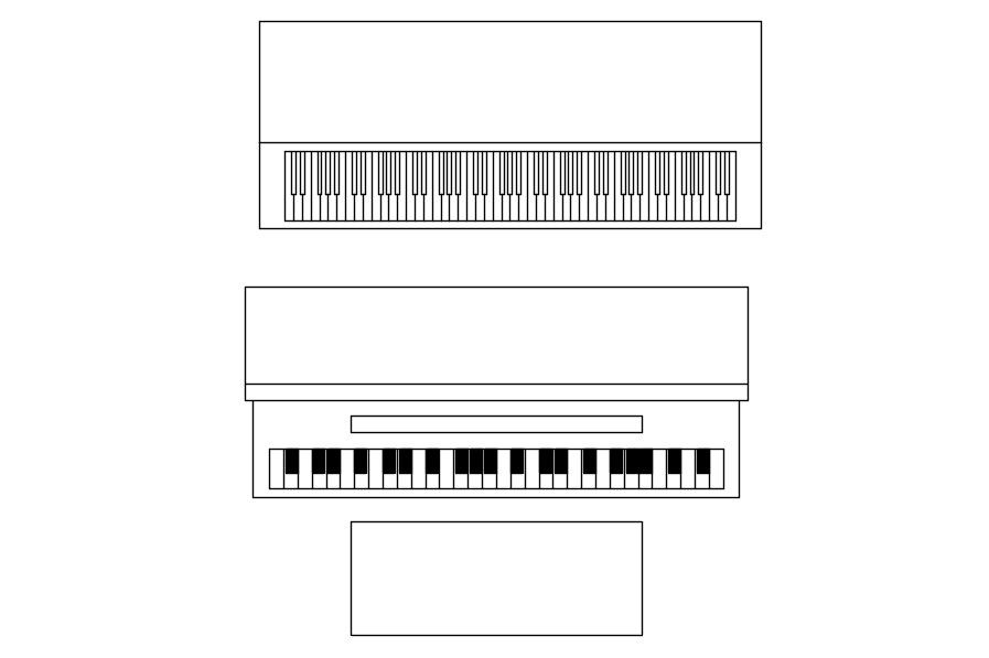 2D block of piano in AutoCAD drawing, dwg file, CAD file
