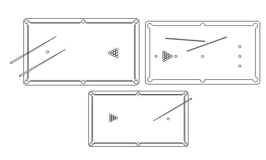 2D block of pool table in AutoCAD drawing, dwg file, CAD file