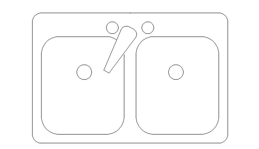2D block of sink, AutoCAD drawing, dwg file, CAD file