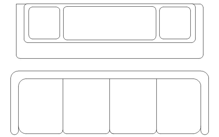 2D block of sofa in AutoCAD drawing, dwg file, CAD file