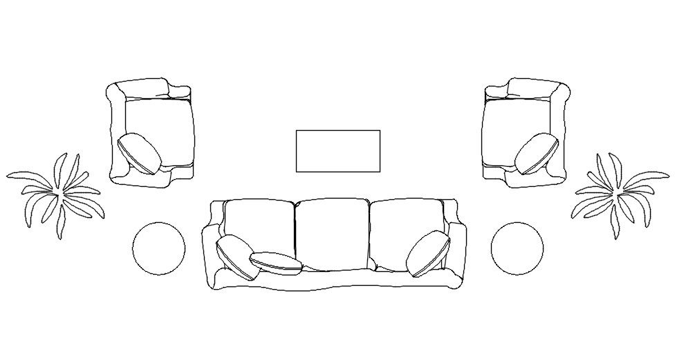 Detailed 2D Sofa Set Blocks DWG for AutoCAD Drawings