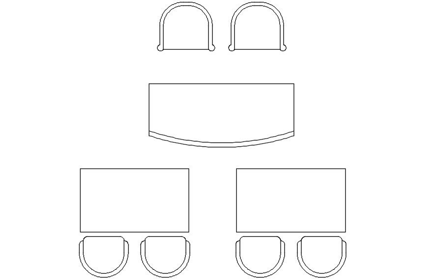 2D block of table and chairs in AutoCAD drawing, dwg file, CAD file