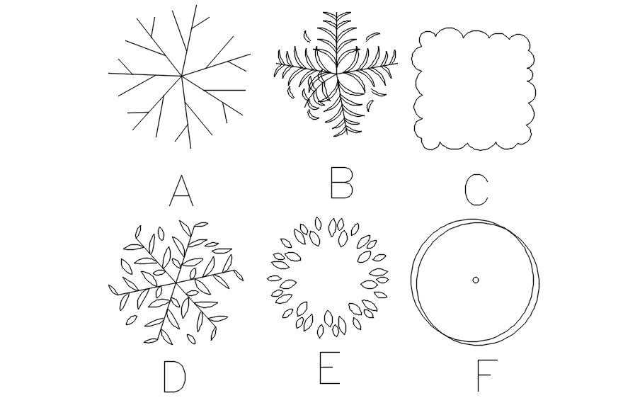 2D blocks of bushes in AutoCAD drawing, dwg file, CAD file