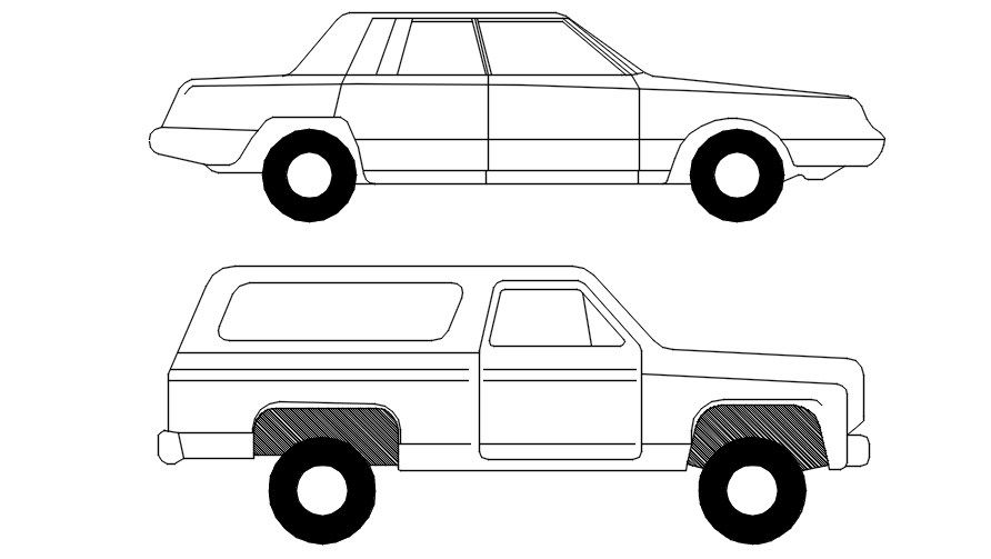 2D blocks of car in detail AutoCAD drawing, CAD file, dwg file