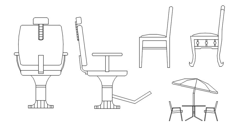 2D blocks of chairs in AutoCAD drawing, dwg file, CAD file