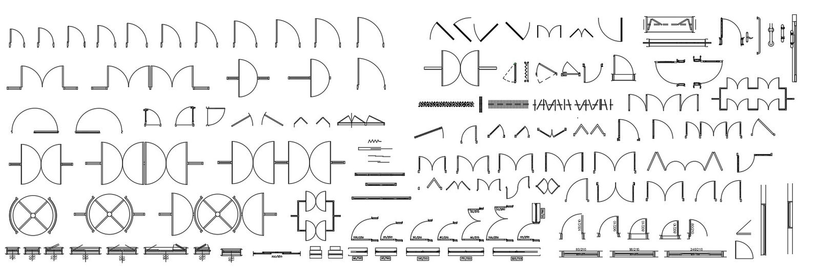 2D blocks of different types of doors in AutoCAD drawing, dwg file, CAD file